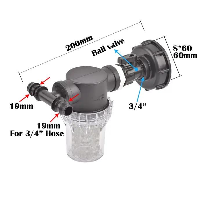 Filtre d'irrigation d'arrosage pour soudure IBC, joint de baril, connecteur de tuyau d'arrosage, fil