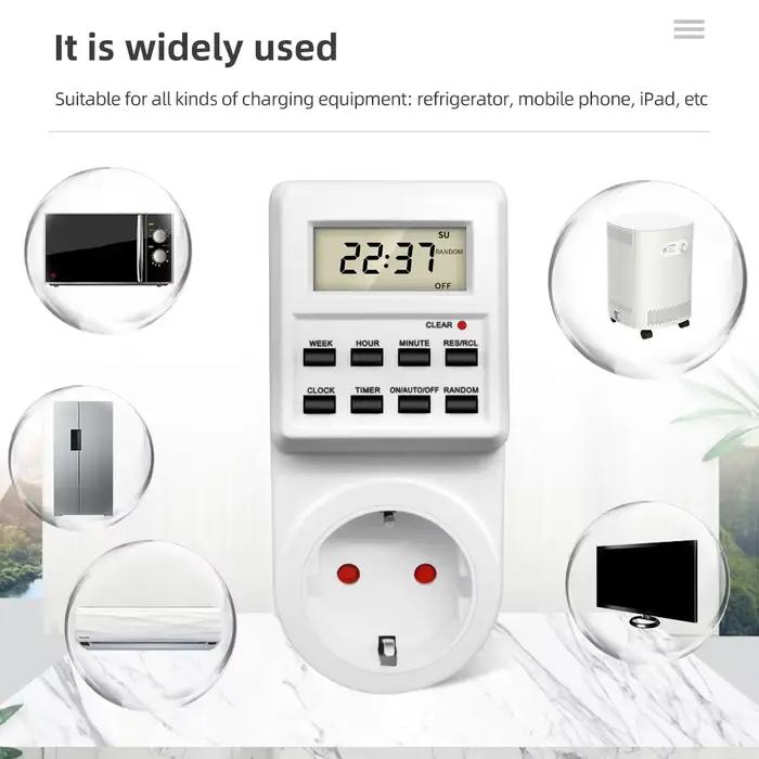 Prise Minuterie Électronique Numérique Programmable 24 Heures Cyclique pour Cuisine