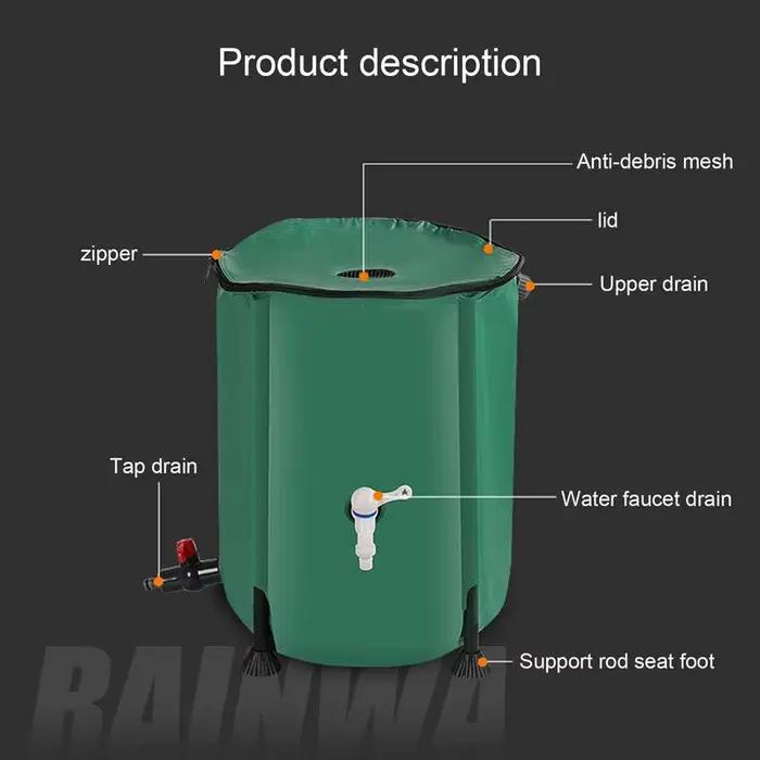 Récipient de collecte d'eau de pluie pliable en plastique PVC pour jardin résistant et durable à offrir pour occasions spéciales