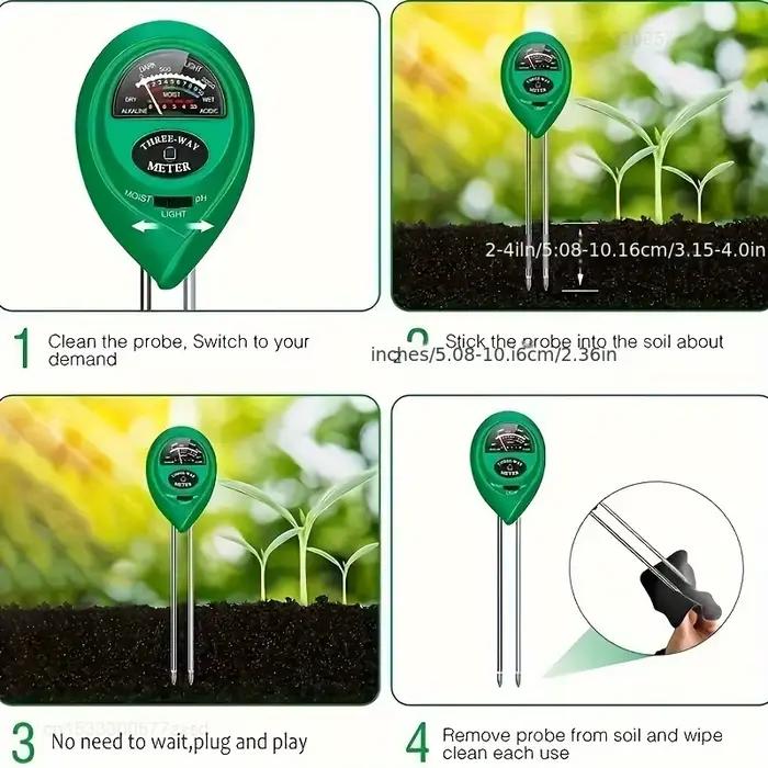 3 en 1 sol PH mètre lumière du soleil PH testeur jardin fleurs sol capteur d'humidité compteur plantes acidité humidité PH moniteur détecteur