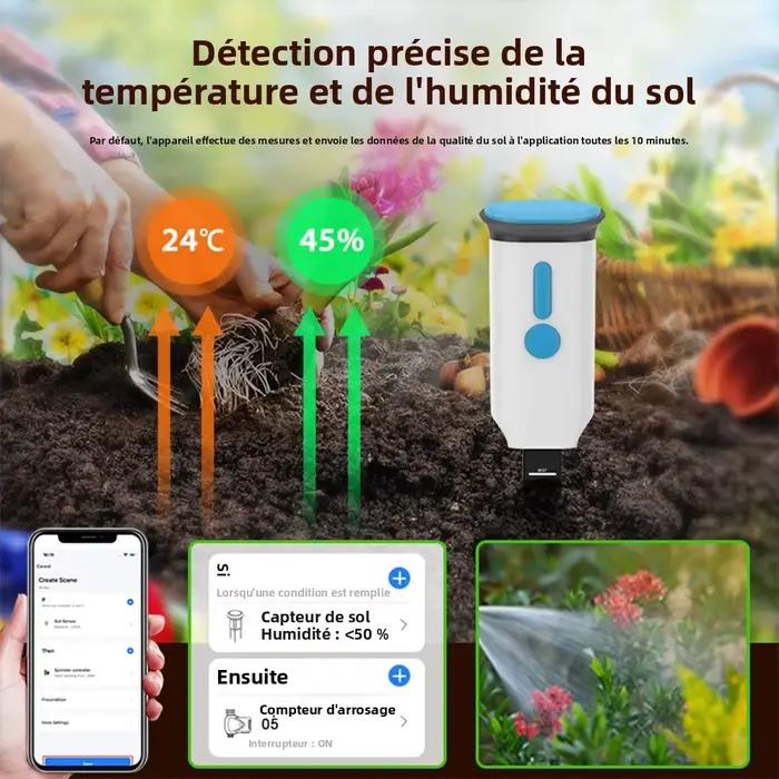 Haozee Tuya Smart WiFi Capteur d'humidité du sol intelligent IP66 étanche Moniteur de température