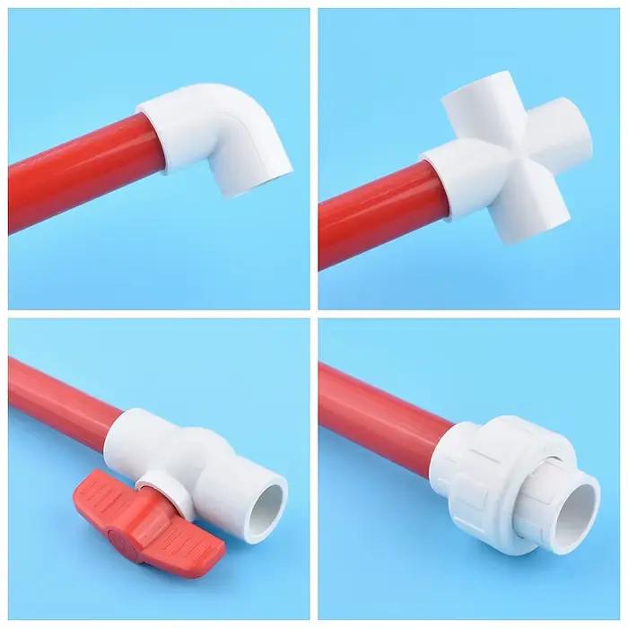 Raccord de tuyau PVC 20~50mm Blanc pour irrigation de jardin, Té direct, Coude, Union, Serre-tuyau, Raccord croisé, Vanne à boisseau sphérique pour aquarium