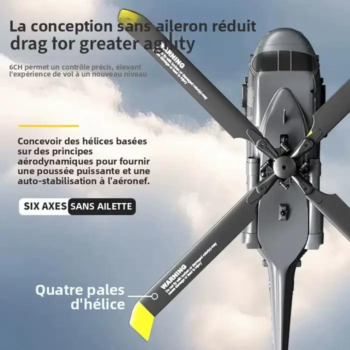 JJRC 6CH RC hélicoptère U9901 UH-60L 6 axes Aileron-free Design Fighter Jet avec moteur sans brosse altitude maintenir flux optique une clé décollage 3D rouleau avionToy pour enfants et adultes cadeau