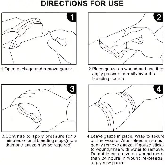 Bandages de compression d'urgence haute résistance, gaze hémostatique d'urgence, gaze compressive, pansements d'urgence pour trousses de premiers secours