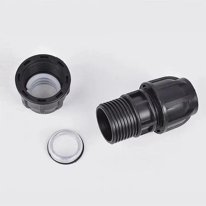 Connecteur de réduction droit noir pour tuyau en PE, raccord de tube, adaptateur d'irrigation à filetage femelle et mâle, 20mm, 25mm, 32mm, 40mm, 50mm, 1/2mm, 3/4mm, 1 po, 1.2 po, 1.5 po