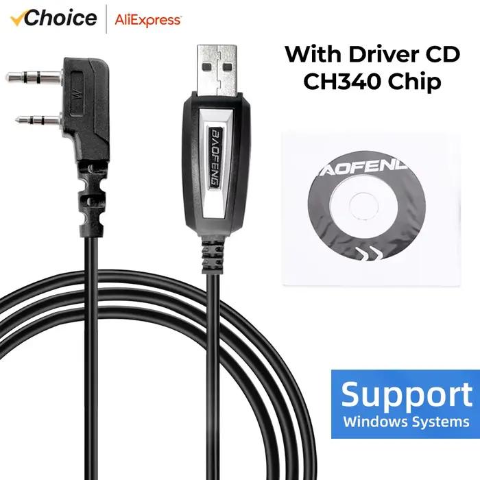 Câble de programmation Baofeng câble de programmation USB avec CD pour Baofeng UV5R UV82 BF888S Bf-5rh 13plus