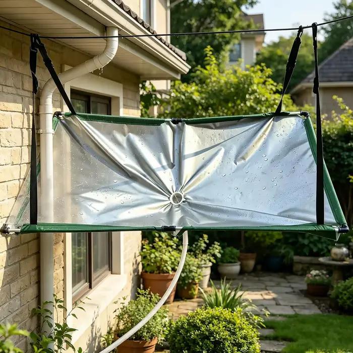 Collecteur d'eau de pluie pour jardin, tissu de récupération d'eau avec tuyau, filtre attrape-pluie pour pelouse, extérieur, jardin, balcon, camping