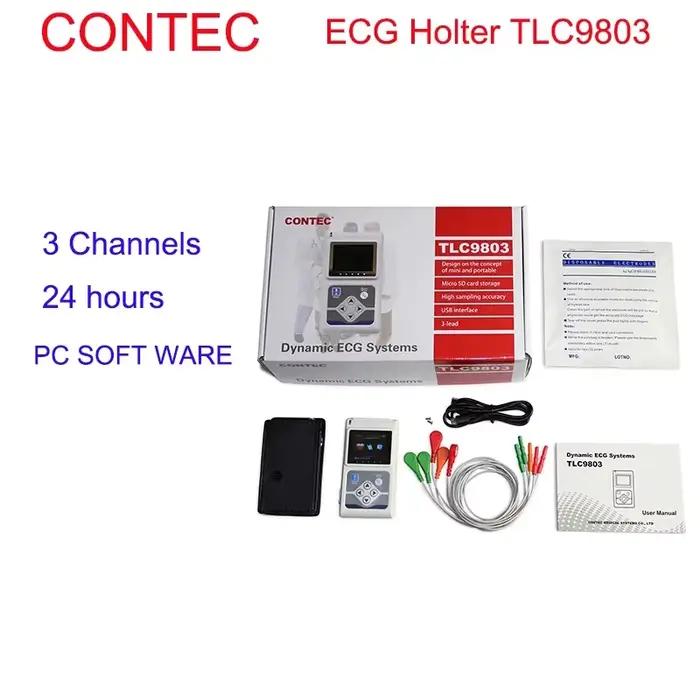 CONTEC TLC 9803-Enregistreur ECG à 3 Canaux, Holter EKG, Système de Moniteur ECG ociamique, 24 Heures, TLC9803, Authentique