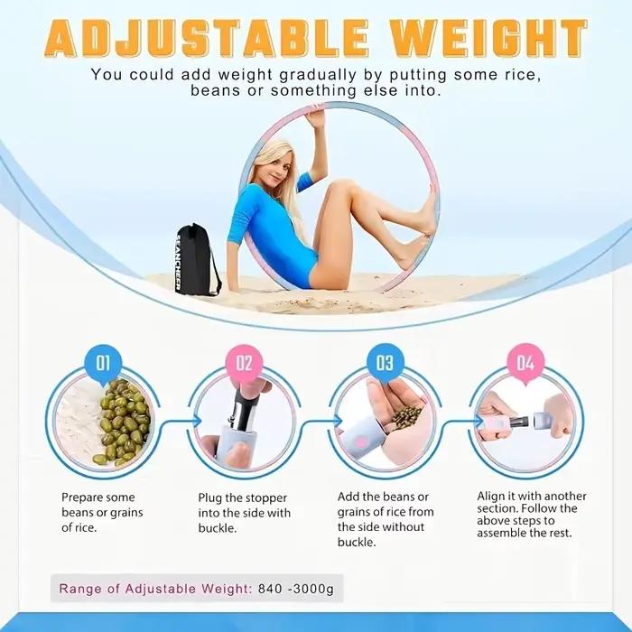 Cerceau lesté pour la perte de poids, boucle de fitness, cercle de yoga, exercice de taille, cerceau de sport amincissant, massage de musculation, forme de gymnastique, taille fine