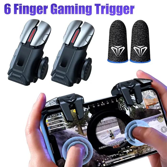 Manette de jeu G21 à 6 doigts pour PUBG, contrôleur de jeu mobile, joystick de certes, contrôleur de bouton de tir pour mobile PUBG, 1 paire