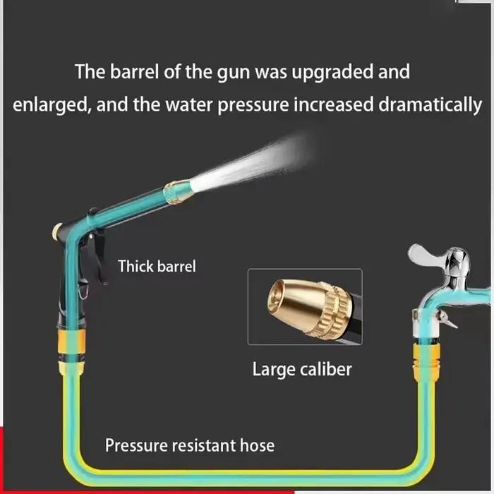 1 jeu de tuyaux de lavage de voiture à pression d'eau réglable avec pistolet de pulvérisation pour arrosage et légumes