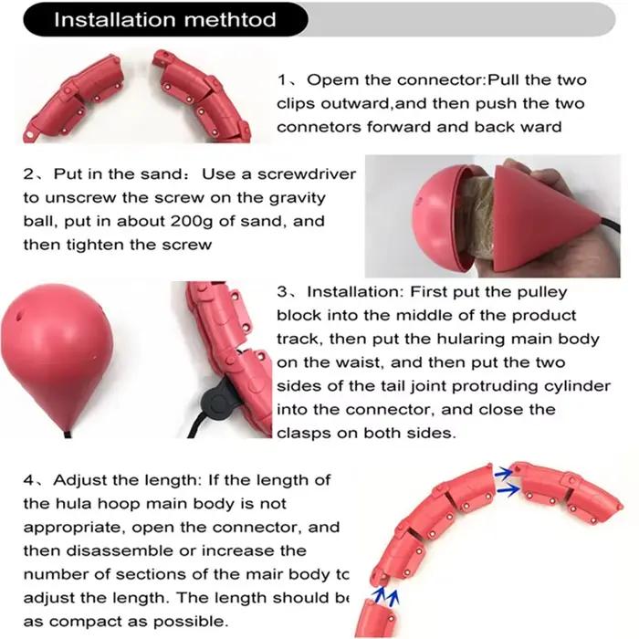 Cerceaux de sport pondérés pour adultes, perte de poids, exercice intelligent, grande taille, 2 en 1, réglables avec poignées amovibles