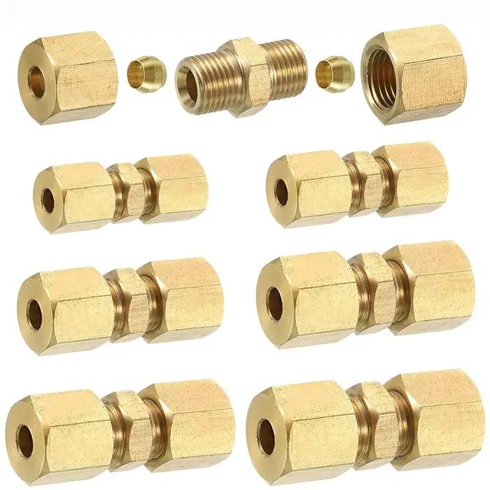 Raccord de compression en laiton 4 5 6 8 10 12 16mm 1/8" 3/16" 1/4" 5/16" 3/8" 1/2" Connecteur