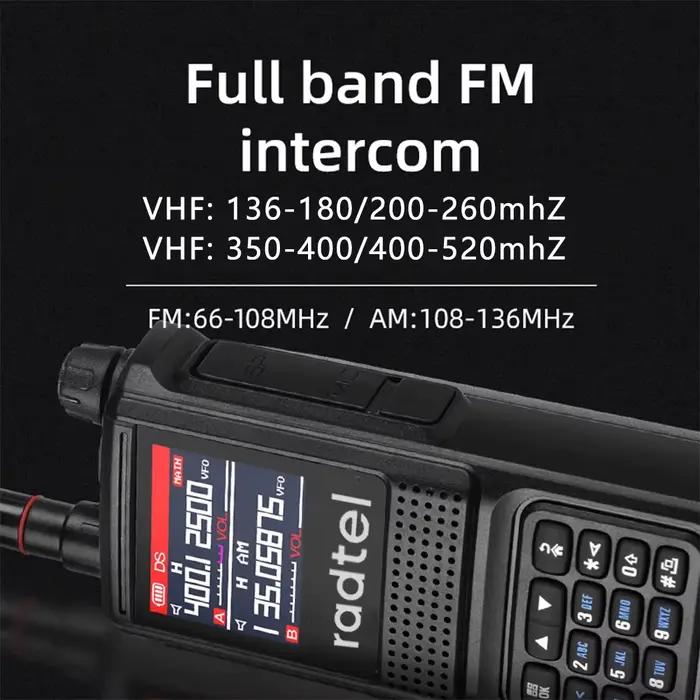 Radtel RT-470L 5W 6 bandes Radio bidirectionnelle amateur 256 canaux Talkie-walkie bande aérienne Scanner de police couleur LCD NOAA Aviation