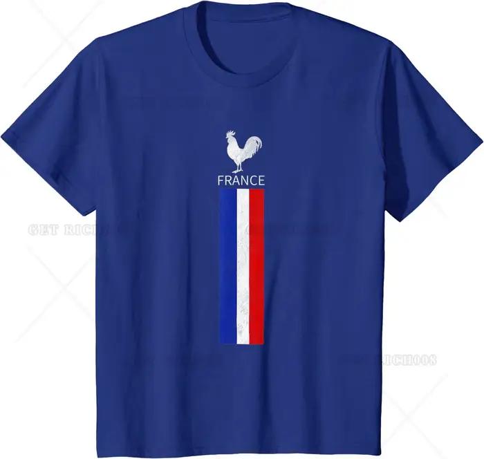 T-Shirt Décontracté en Coton de l'Équipe de Football de France, 03/4 Saisons