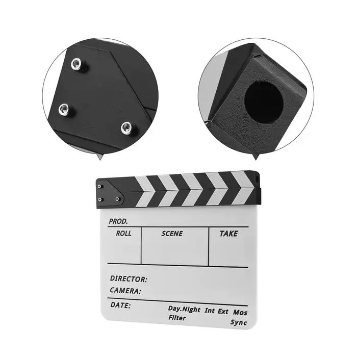 Tableau de claquage professionnel en acrylique effaçable à sec pour réalisateur de films et de séries TV, avec stylo et gomme