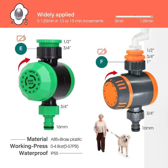 Programmateur d'arrosage automatique à vanne à bille avec écran LCD pour jardin et serre occasionnels absences week-ends vacances voyages usage domestique extérieur irrigation goutte à goutte