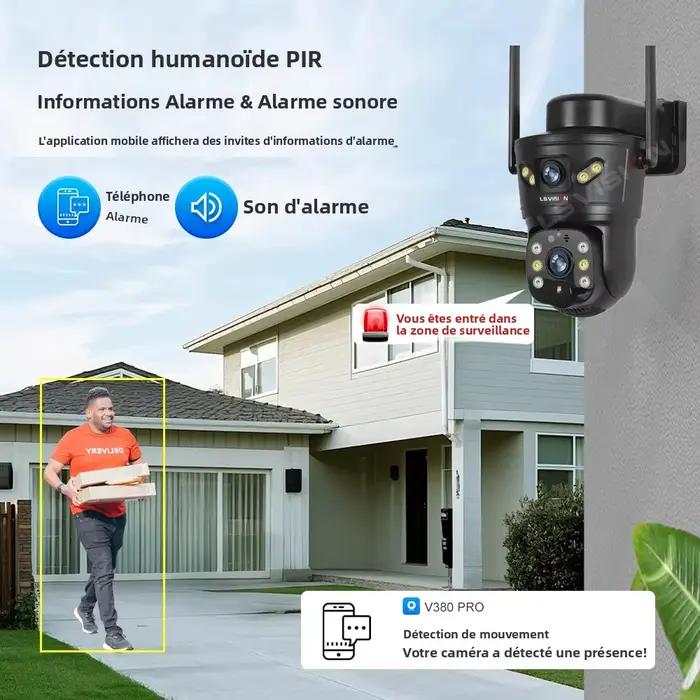 LS VISION 8MP 4G caméra solaire double objectif 2 écrans WiFi PTZ suivi automatique caméra de Surveillance panoramique étanche avec batterie