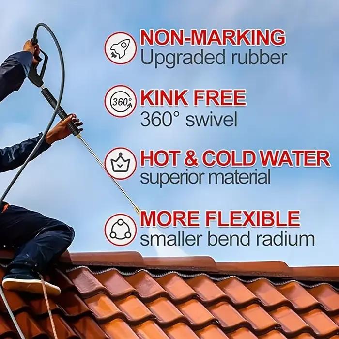 Tuyau de lavage haute pression avec connexion rapide de 3/8 pouces
