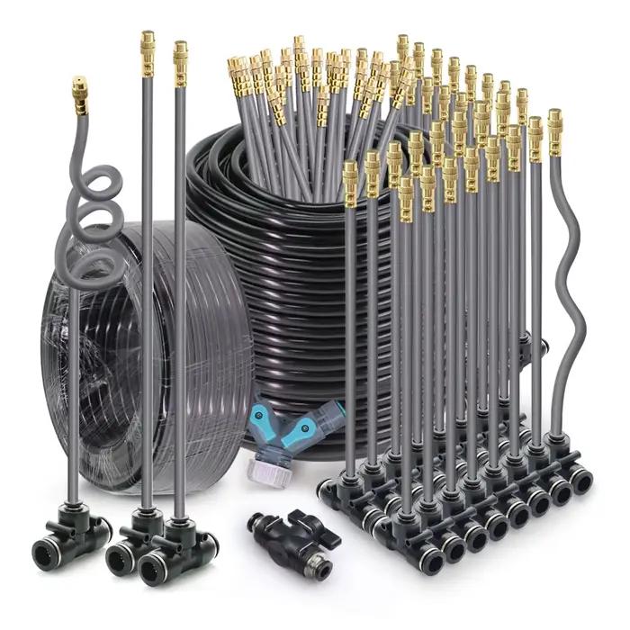 Système de refroidissement par brumisation 5-30 m 1/4" 4/6 mm 360 ° Pulvérisateur d'atomisation à courbure libre