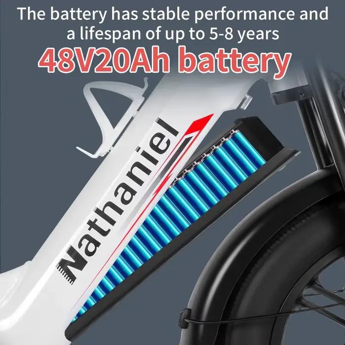 Vélo électrique adulte Nathaniel SYR08, double moteur 2000 W, roue intégrée à gros pneus 20 "* 4.0, 50 km/h, 48 V 20 Ah, vélo de banlieue urbain