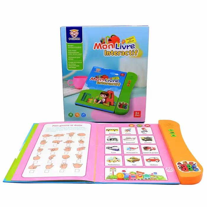 Jouets d'apprentissage intelligents français et anglais, lecture bilingue des doigts, livre vocal pour enfants, livre électronique français, cadeau éducatif précoce