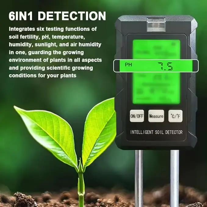 Testeur numérique d'humidité du sol 6 en 1