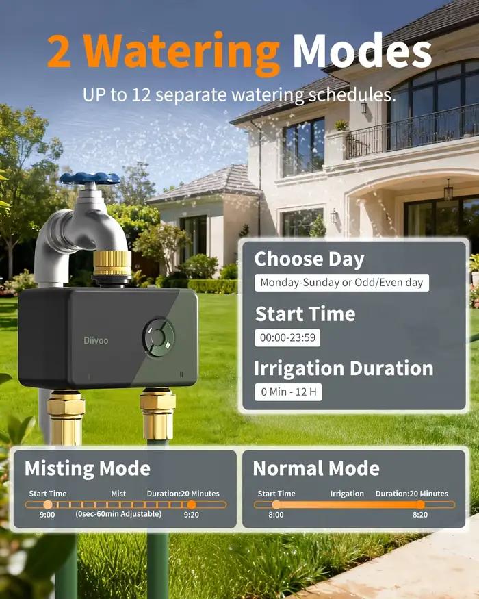 Programmateur d'arrosage WiFi Diivoo Garden 2 Zones