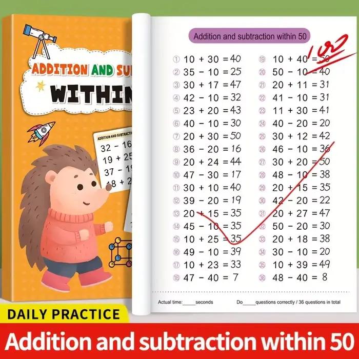 Problèmes de mathématiques à résoudre : Cahier d'exercices d'addition et de soustraction dans les encadrements de 10/20/50/100 pour les élèves de la 1ère à la 3ème année - Exercices de vitesse et exer