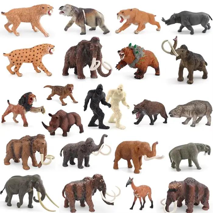 Figurine réaliste d'animal préhistorique Smilodon mamuthus Lisowicia, rhinocéros en laine, modèle sauvage, jouets éducatifs