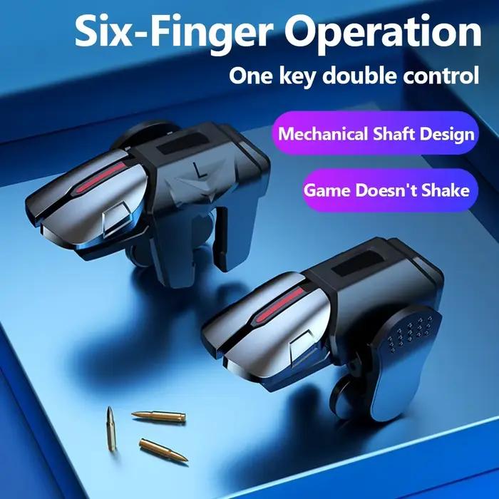 Manette de jeu G21 à 6 doigts pour PUBG, contrôleur de jeu mobile, joystick de certes, contrôleur de bouton de tir pour mobile PUBG, 1 paire