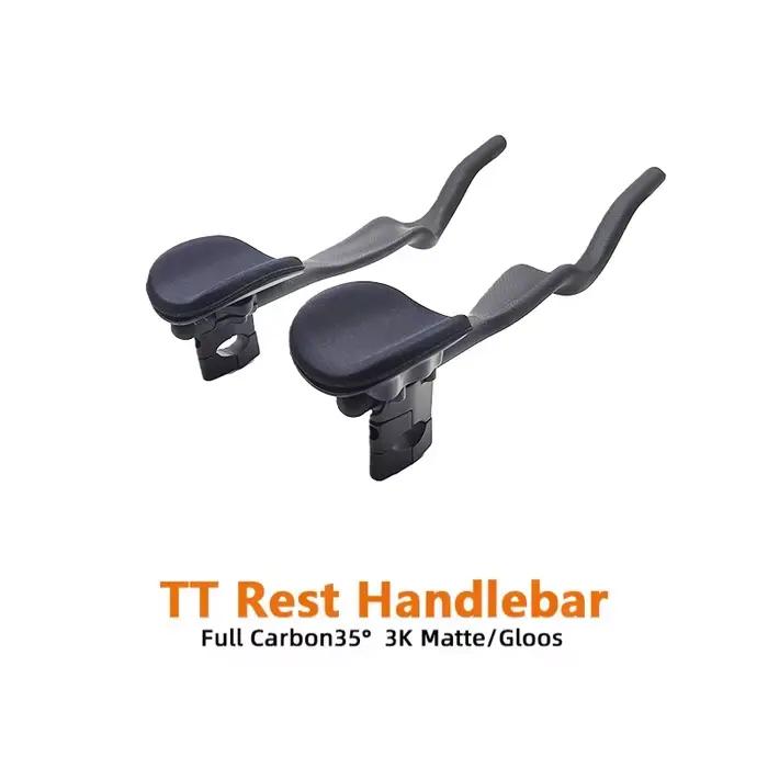Vélo de route Triathlon temps d'essai 3K repose-vélo entièrement en carbone guidon TT 35 ° Pour extension de guidon Aero avec clip