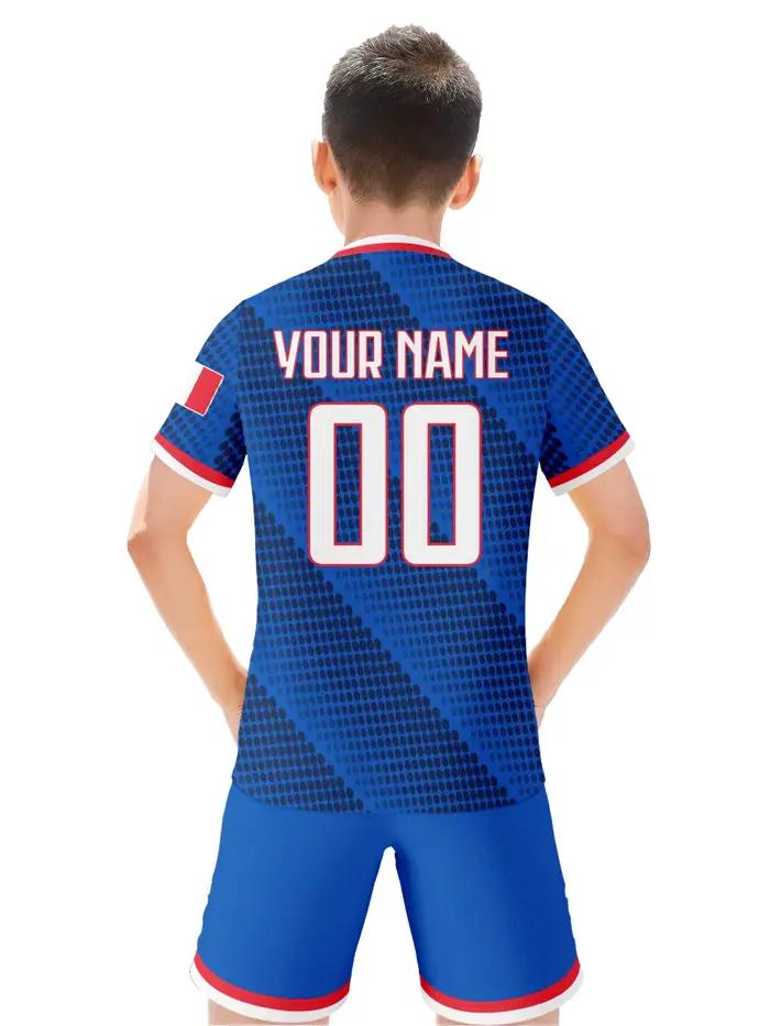 Ensemble de football personnalisé pour enfants, kit de football français avec nom et numéro, uniforme d'entraînement respirant de l'équipe nationale