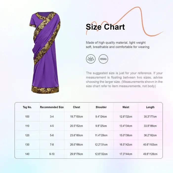 Costume traditionnel de princesse Sari pour filles indiennes, vêtements de la Nativité, robe ethnique