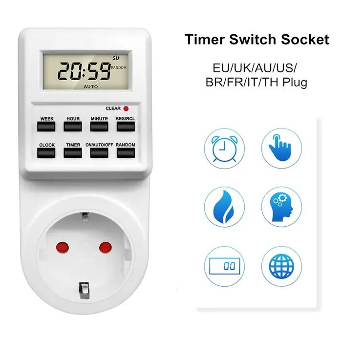 Prise Minuterie Électronique Numérique Programmable 24 Heures Cyclique pour Cuisine