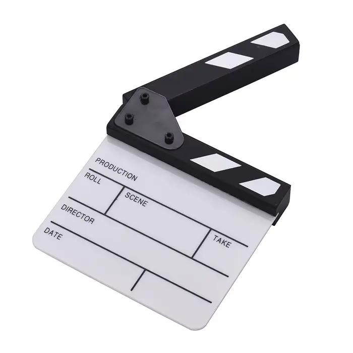 Clapboard acrylique de taille compacte, effaçable à sec, Film TV, directeur de film, scène d'action coupée, clapet de film en ardoise