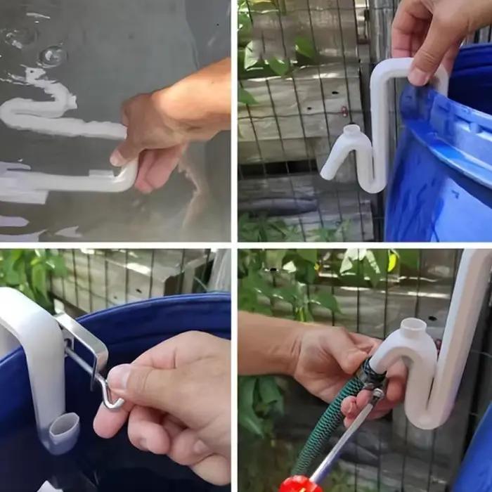 Tuyau de siphon auto-amorçant sans perçage pour transfert et évacuation d'eau de pluie