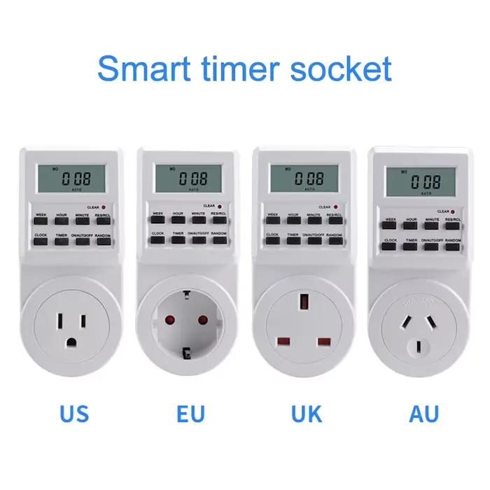 Minuterie numérique électronique, 12/24 heures, prise de synchronisation Programmable, prise EU UK US AU, appareil de cuisine, contrôle du temps