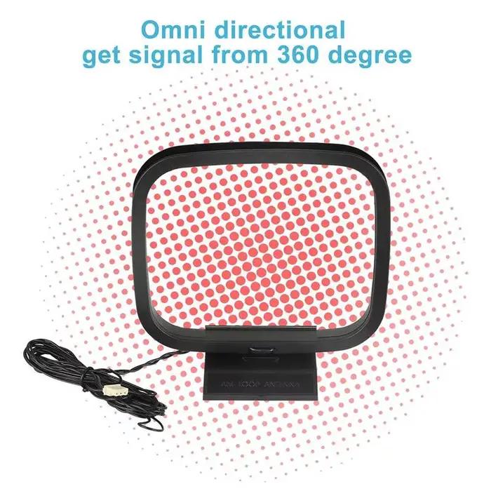 Antenne radio AM FM à boucle, 360° ° Antenne réceptrice omnidirectionnelle pour système audio haute fidélité
