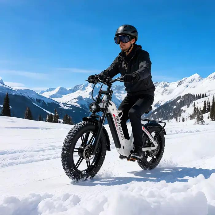 Vélo électrique Nathaniel SYR08 pour trajets urbains, double moteur 2000W, roue intégrée 20x4.0, 48V20AH, vitesse 50+, cyclisme extérieur sur neige/sable