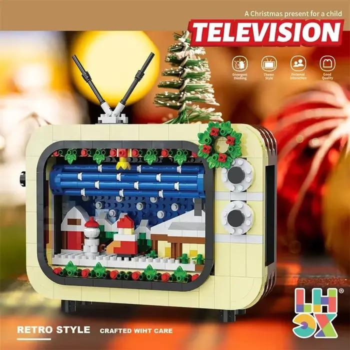 Cadeaux de Noël, blocs de construction TV, jouet d'assemblage DIY, télévision en briques, cadeaux du Nouvel An, jouets de construction pour enfants, filles et garçons