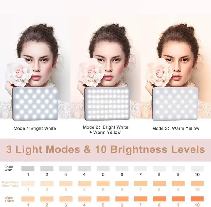 Lumière pour selfie portable à clipser LED ; Éclairage de vidéoconférence, 3 modes d'éclairage, adapté à l'ordinateur portable avec caméra iPhone