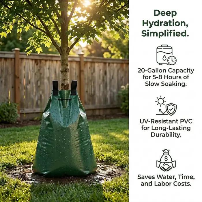 Sac d'arrosage réutilisable de 20 gallons - Système d'irrigation goutte
