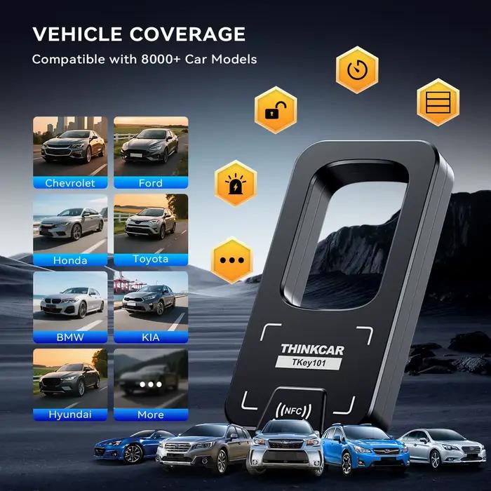 THINKCAR TKey 101 Programmeur de clés de voiture, génération/appairage/lecture et écriture de puces de clés antivol