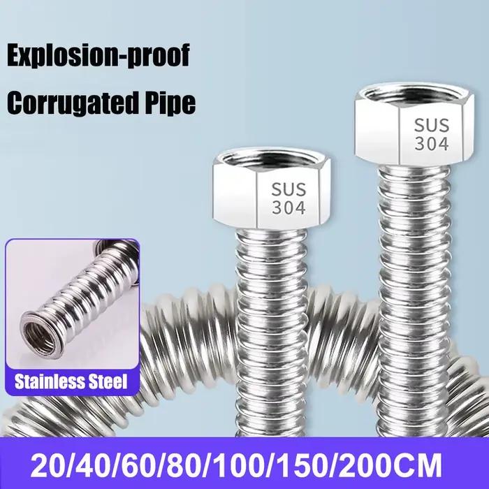 20-200 cm G1/2 "tuyau ondulé en acier inoxydable connecteurs