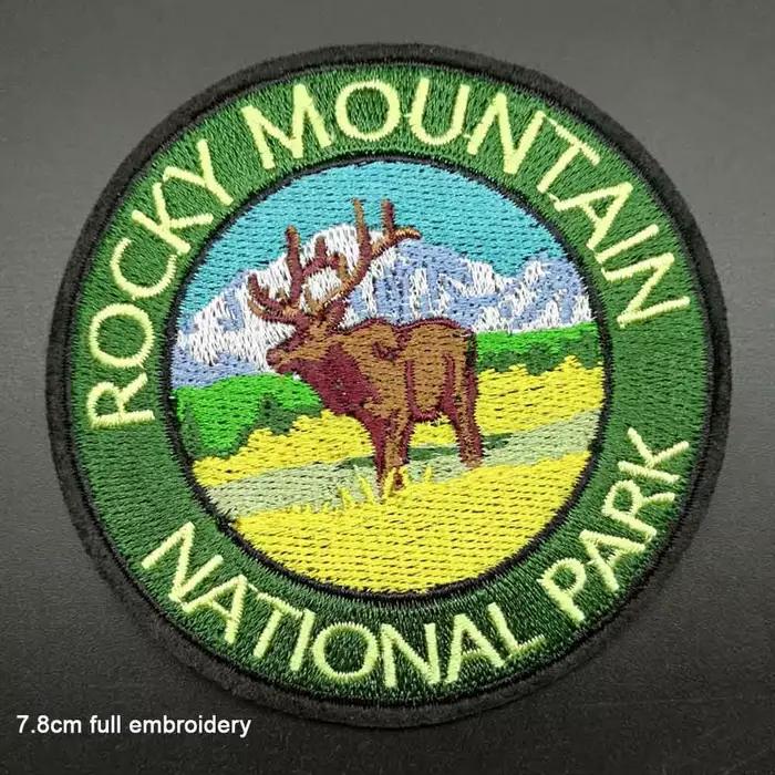 Parc National brodé complet, cerf, ours, fer sur vêtements brodés, autocollants pour vêtements, vente en gros