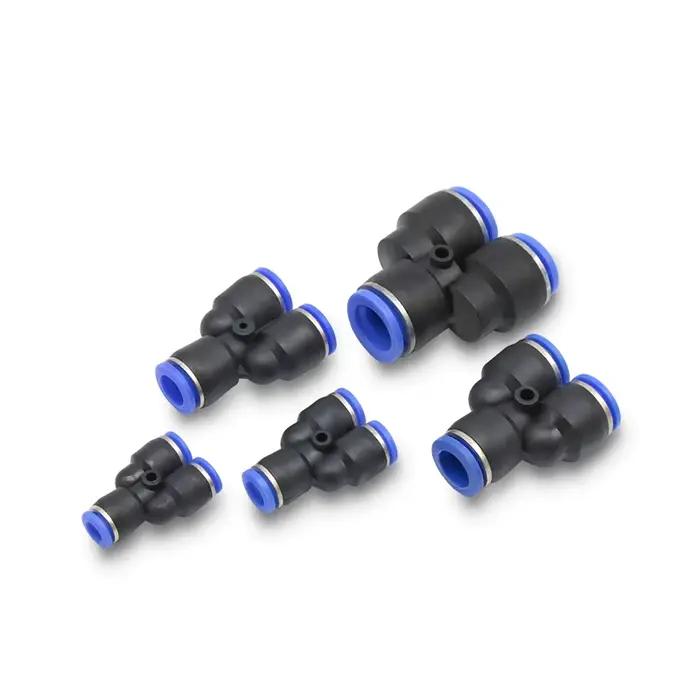 Raccords pneumatiques, connecteurs de tuyaux, raccords rapides pour air et eau, raccords à enfoncer en plastique pour tuyaux de 4 mm, 6 mm, 8 mm, 10 mm, 12 mm, PV, PE, PU, PY