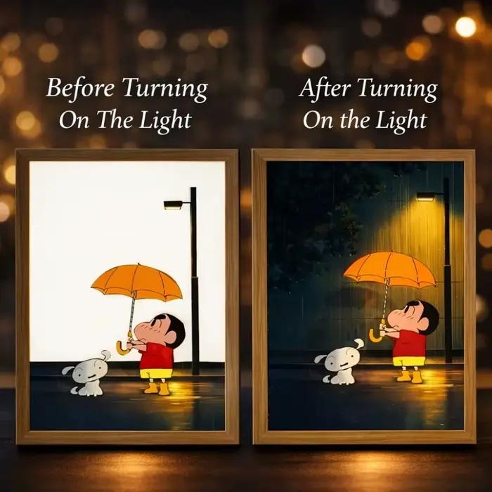 Lampe LED Crayon Shin-chan - Veilleuse 3 Couleurs, Décoration de Chevet pour Chambre d'Enfant, Cadeau Anime, Lampe d'Ambiance Relaxante
