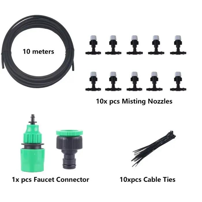 Système d'irrigation de jardin 10 mètres 10 buses pulvérisatrices brumisatrices pour refroidissement