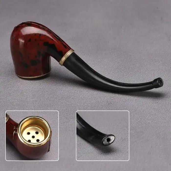 Nouveau tuyau en Imitation bois pour hommes, tuyau en résine classique, tuyau sec à l'ancienne, Pot en cuivre Portable, tuyau à cigarettes courbé
